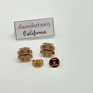 Tory Burch Small T Logo Stud Earrings NWT Gold Tone